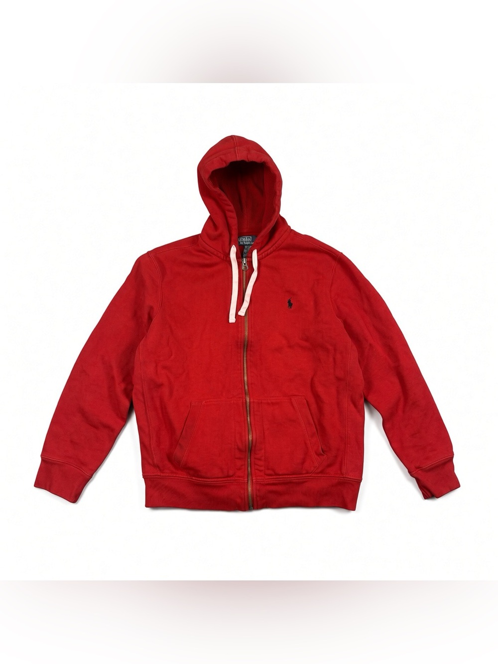 Vintage Polo by Ralph Lauren Red Full Zip Fleece Hoodie Men’s XL Pony Logo